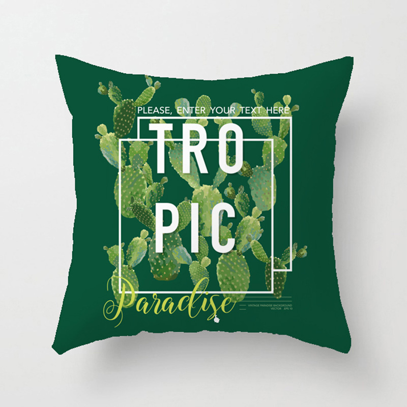 Tropical Cactus Fresh Hand-painted Wind Plant Imitation Peach Velvet Pillow Car Cushion Office Chair Pillow Case_voghion.com
