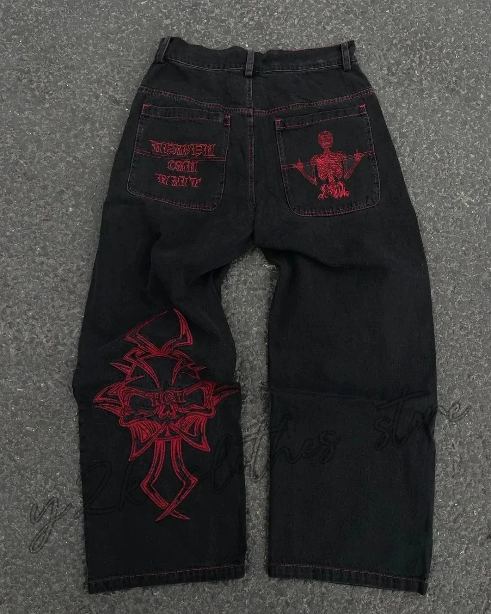 Jeans Y2K Haruku Hip Hop Retro Black Multi Pocket Cargo Pants Man Punk Gothic Baggy Wide Leg Trousers Streetwear_voghion.com