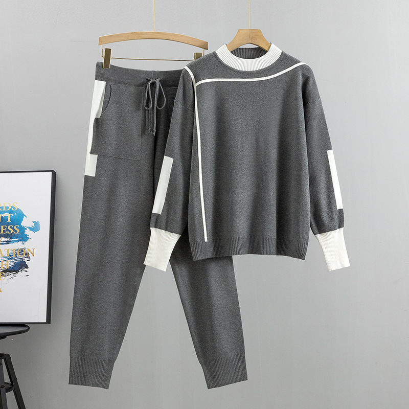 costume tricoté deux pièces pour femmes automne et hiver loisirs sports rajeunissant produits européens