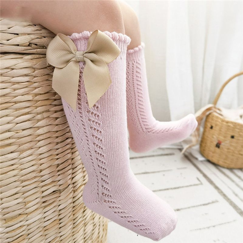 Neu Sommer Baby Knie Hohe Socken Kinder Mädchen Bogen Lange Socke Weiche Baumwolle Mesh Atmungsaktive Kinder_voghion.com