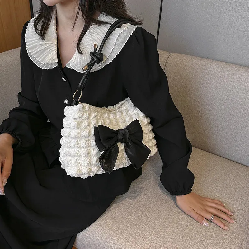 Modische Schultertasche mit Schleife, lässige Umhängetaschen für Damen unter dem Arm, Schleifen-Geldbörse für Damen 240823_voghion.com
