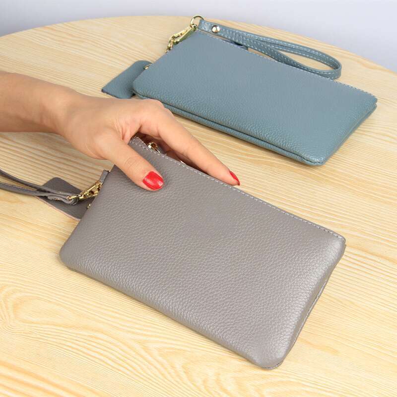 Borsa a mano in pelle di mucca Head Layer, cerniera semplice, grande portafoglio per contanti, borsa da donna_voghion.com