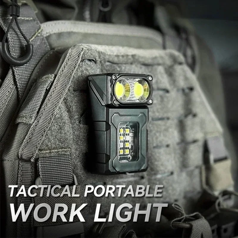 Multifunctional Ajustable Angle LED Flashlight Outdoors Mini Work Light Portable Magnet USB Rechargeable Camping Light_voghion.com