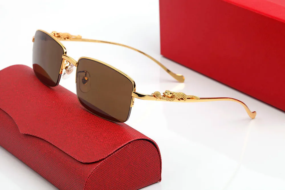 Lunettes de vue mode léopard en corne de buffle dorées personnalisées, monture complète, verres semi-transparents, sans cadre_voghion.com