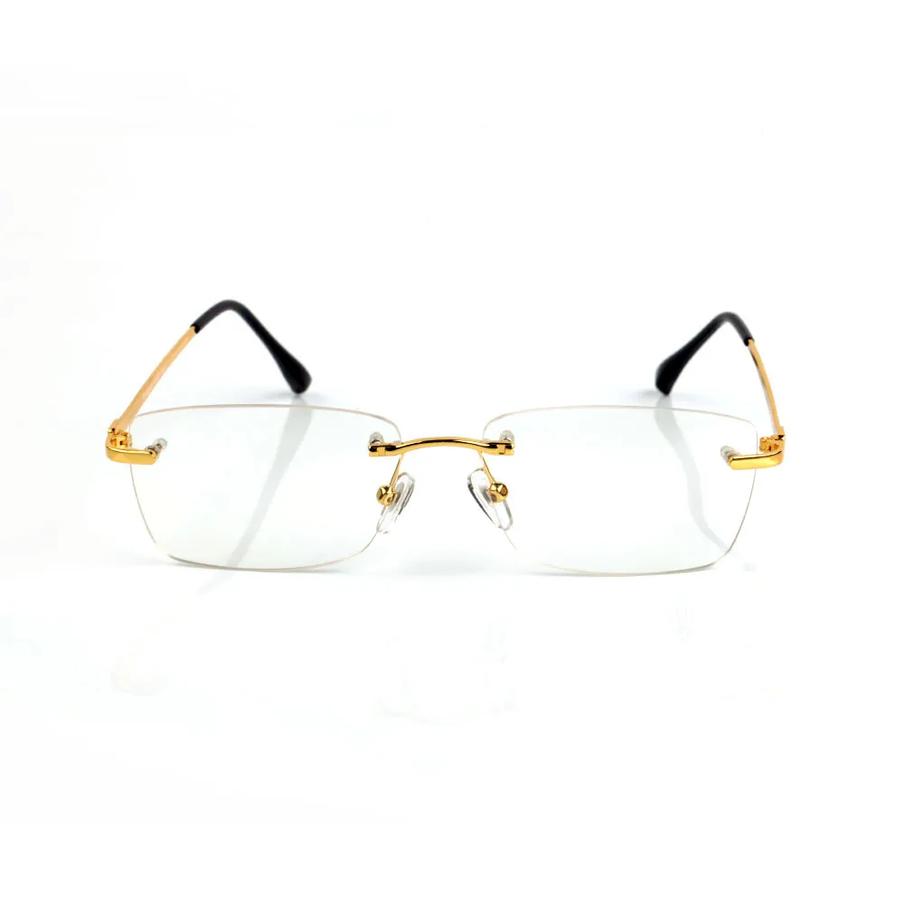 Designer Sunglasses Eyeglasses frames temples with Metal Frameless Rimless rectangular shape for men woman eyewear_voghion.com