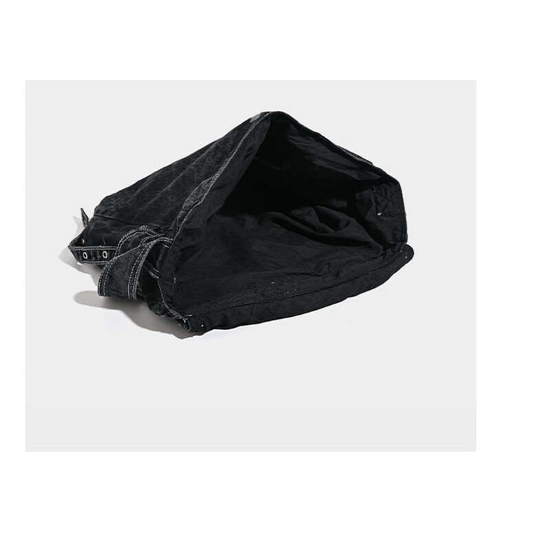 Sac fourre-tout grande capacité en jean délavé et usé, design de niche automne-hiver, grand sac croisé incliné à rivets_voghion.com