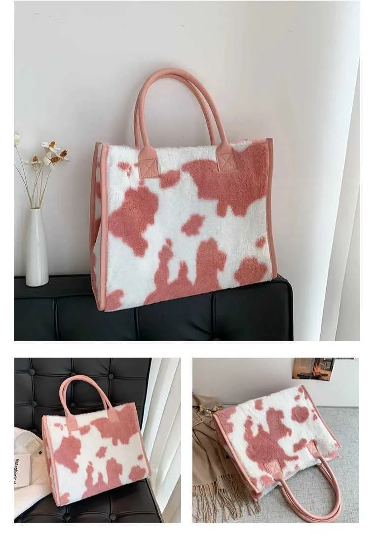 Leopardmönstrad handväska Modern för kvinnor Pendling Plyschväska Designerväskor Handväskor Bolsos De MujerC241031_voghion.com