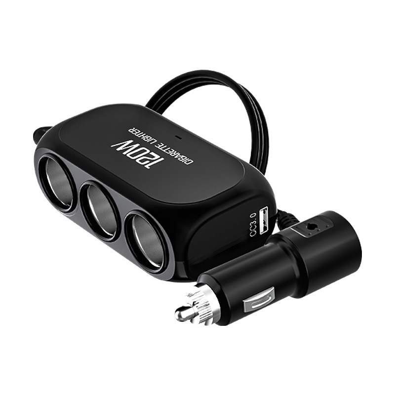 3 Way Car Cigarette Lighter Socket Splitter Charger USB PD QC 3.0 Quick Charge 12V 120W Auto Type C Charging Power Adapter Plug_voghion.com