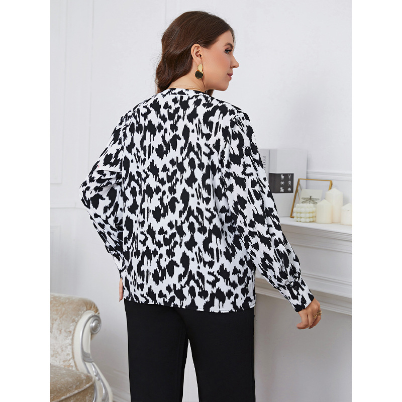 Women's temperament large size fashion niche retro style loose leopard print lining_voghion.com