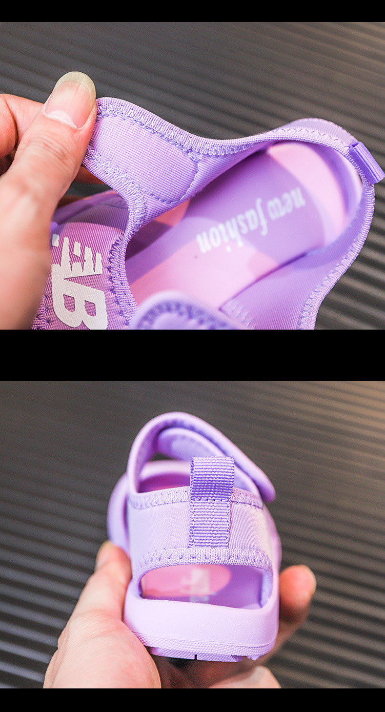 2023 Summer New Children's Baotou AB Boys' Anti Kick Function Sandals Elastic Cloth Girls' Beach Shoes_voghion.com