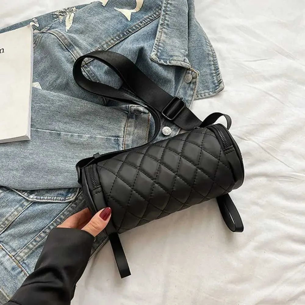 Borsa a secchiello stile coreano con tracolla singola, stile casual, in stile Cyder Oxford con cerniera e cuscino, per ragazze C241214_voghion.com