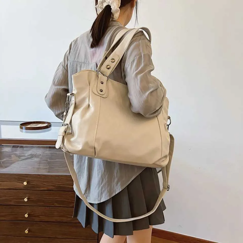 Borsa a tracolla vintage classica retrò alla moda in morbida pelle PU casual con tracolla singola, grande capacità_voghion.com