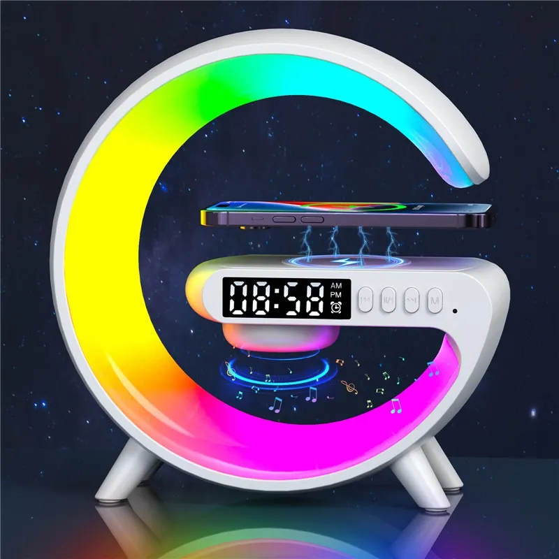Mini Multifunction Wireless Charger Pad Stand Speaker TF RGB Night Light Fast Charging Station For IPhone Samsung Xiaomi_voghion.com