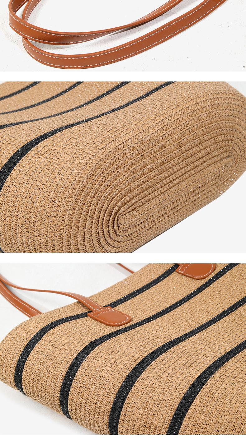 Produttori all'ingrosso a strisce spalla nuova grande capacità tote paglia intrecciata borsa da spiaggia vacanza al mare_voghion.com