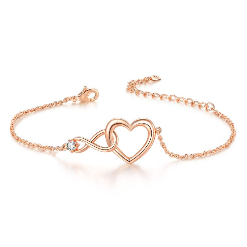 Bracciale unisex a forma di amore infinito per donna, con zircone singolo, semplice e versatile, gioiello da mano._voghion.com