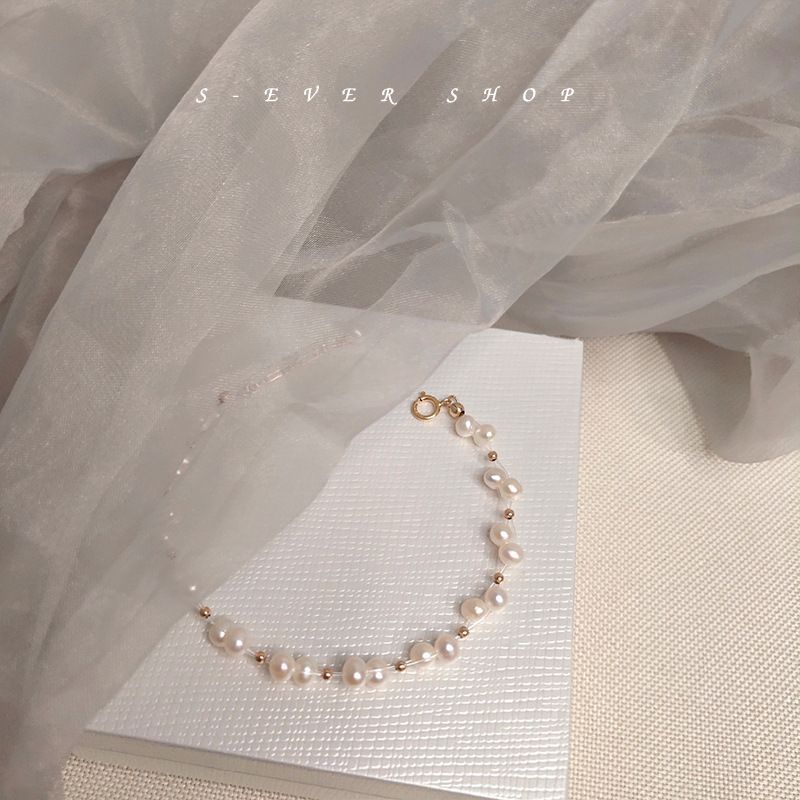 Natural Freshwater With Niche Design, Color Preserving Electroplated Bracelet, Hand Woven Fancy Pearl Bracelet_voghion.com