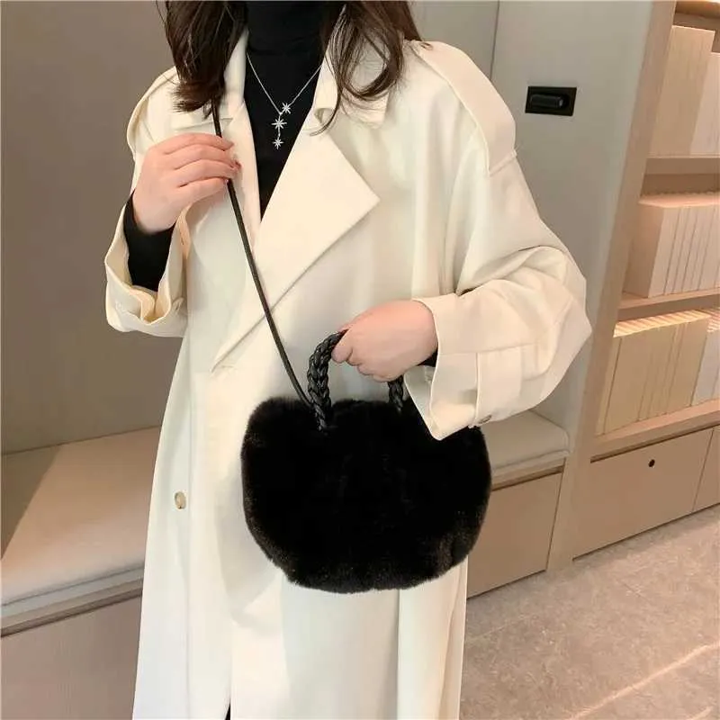 Sac à bandoulière multifonctionnel en fourrure pour femme, sac à main seau à la mode, sacs à bandoulière en peluche douce, mode fourrure nuage_voghion.com