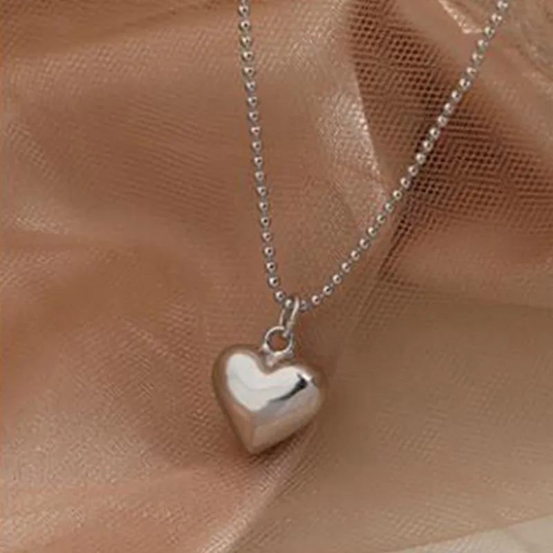 Heart Pendant Necklace With Love Heart Charm And Ball Chain_voghion.com