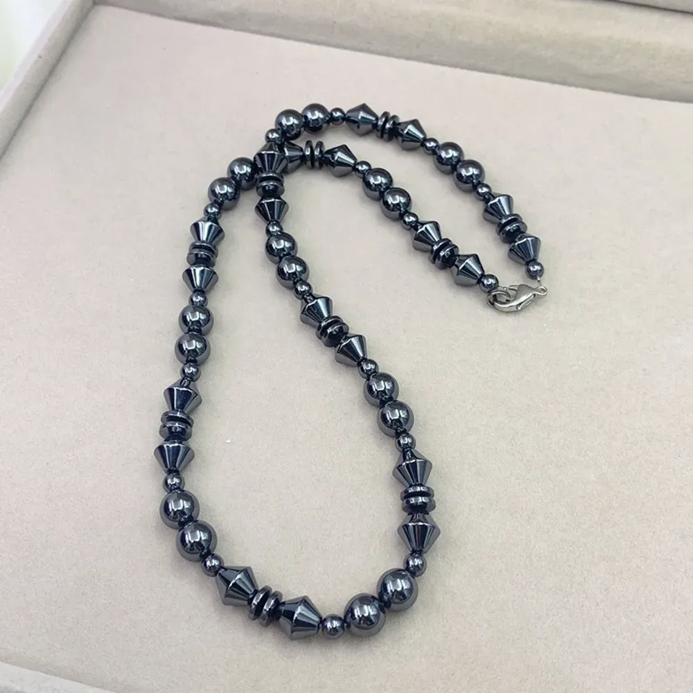 Collier de guérison en hématite avec breloques pour hommes et femmes, perles en pierre naturelle, thérapie, soulagement de l'anxiété, yoga, ras du cou, bijoux_voghion.com