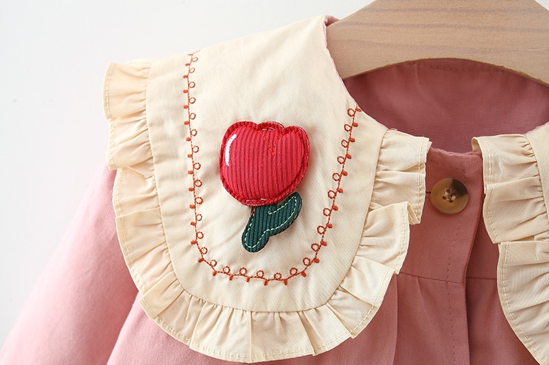 Baby Girl Windbreaker Flower Ruffled Doll Collar Coat Trendy Children's Clothing_voghion.com