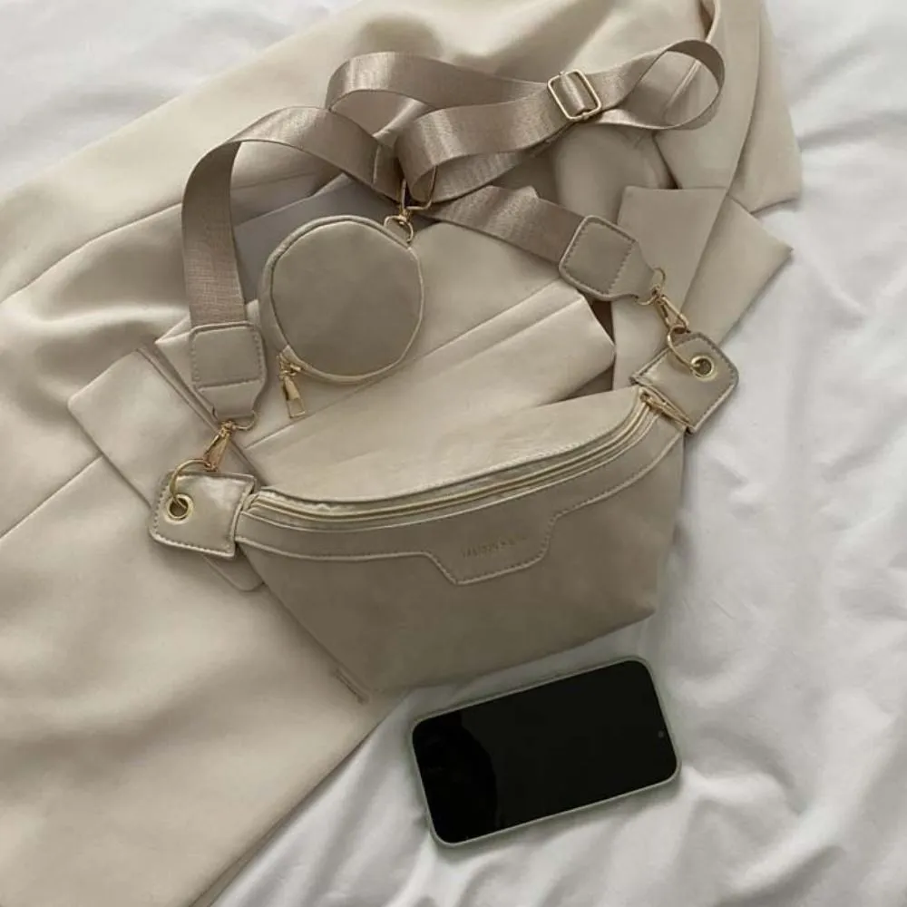 Marsupio da corsa di grande capacità, stile coreano, con portamonete e tracolla a mezzaluna, in PU, di design, per studenti_voghion.com