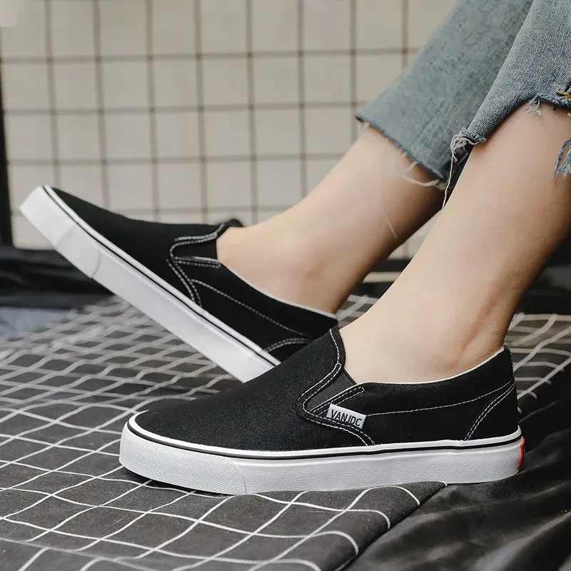 Weiße Canvas Damen Paar Slipper Flache Bequeme Casual Fashion Plateau Damen Vulkanisierte Schuhe atillas Mujer 240607_voghion.com