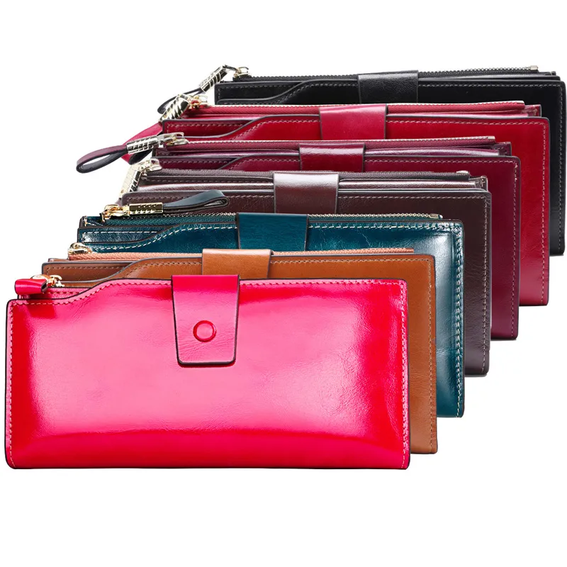 HBP 21 Mode Frauen Organizer Lange Brieftasche Kupplung Geldbörse Echtes Echtes Leder Weiche RFID Brieftaschen_voghion.com