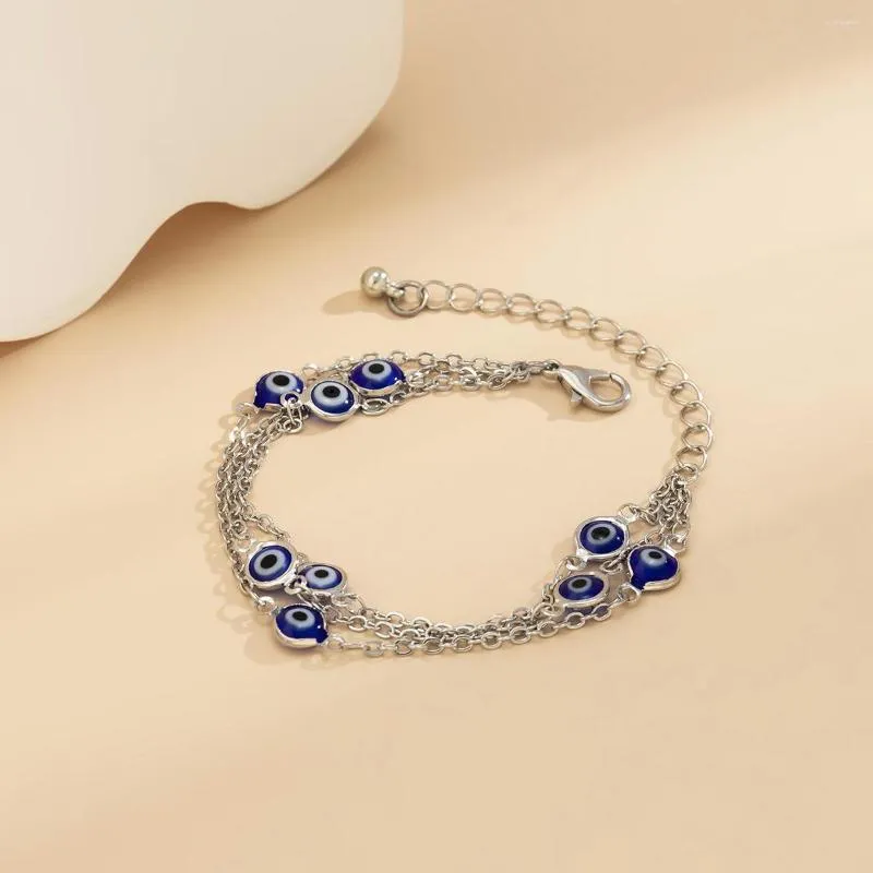 Chains Colored Rice Bead Daisy Tassel Chain Necklace For Women Simple Fashion Gold Plated Turkey Eyes Pendant 2023_voghion.com