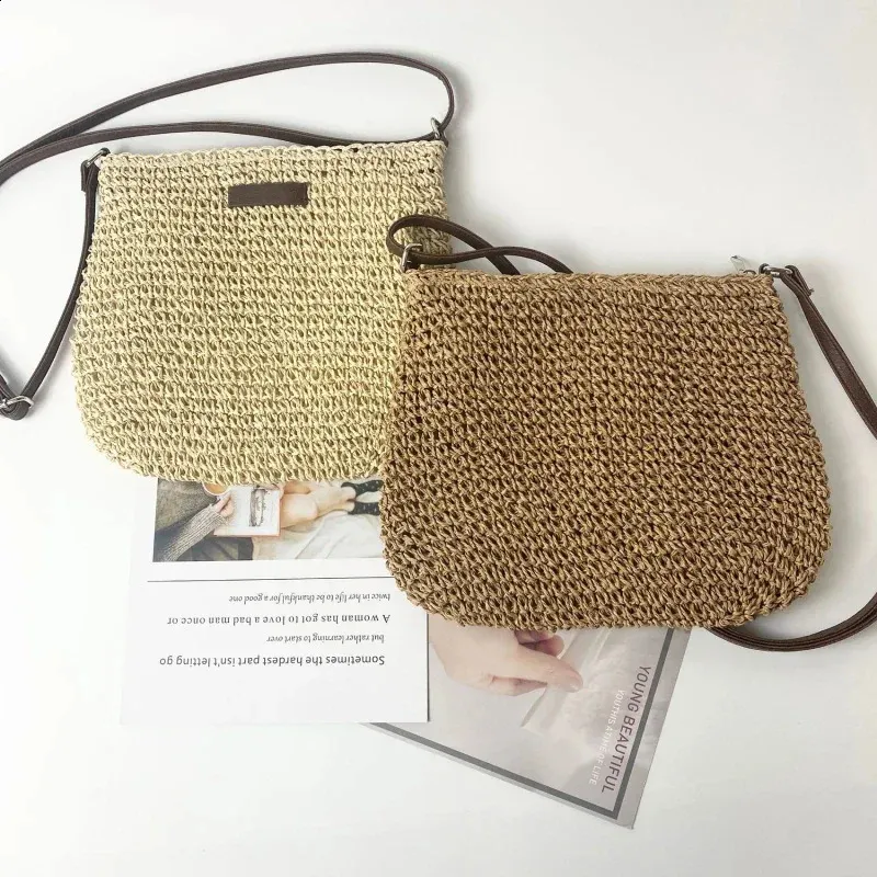 Woven Summer Fashion Straw Beach Holiday Crossbody Bag Shopping Large Capacity Shoulder Handbag Messenger Ladies Women_voghion.com