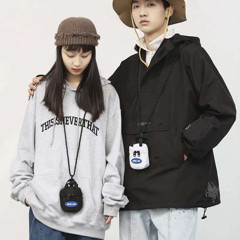Mini porte-monnaie multifonction détachable pour hommes et femmes, style hip-hop, techwear, casque, clés, sac bandoulière_voghion.com