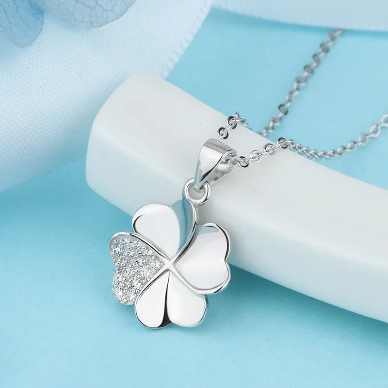 Clover Necklace Sterling Silver Zircon Romantic Pendant For Women_voghion.com