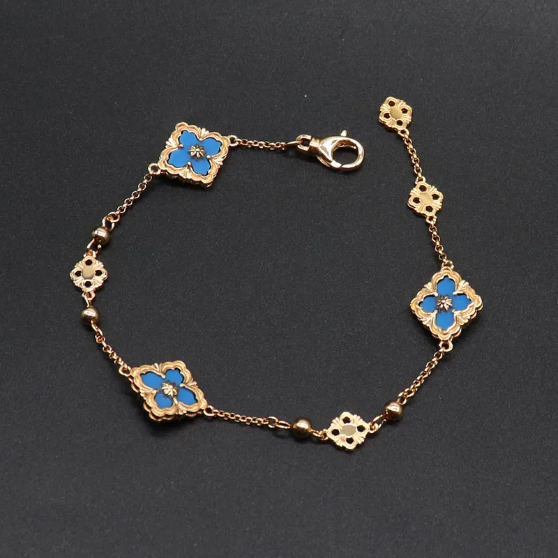 Clover Charm Bracelet Gold Vintage Ethnic Style Link Chain Bangle_voghion.com
