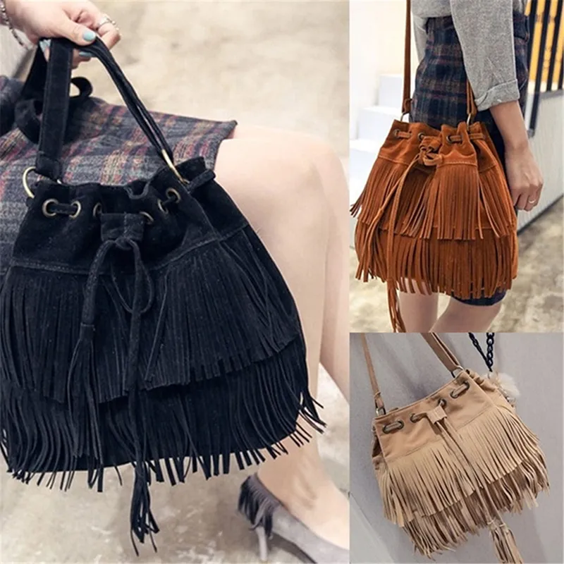 Bolsas femininas retrô de camurça com franjas 2024, bolsa tote nova, bolsa de ombro com borlas, bolsa transversal_voghion.com