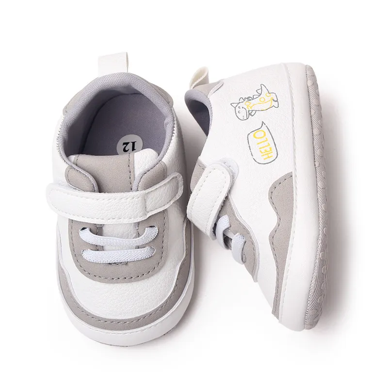 Baskets de sport pour nouveau-nés garçons et filles, imprimé lettres de dessin animé, premiers pas pour bébés, pieds mignons, antidérapants, pré-marcheurs_voghion.com