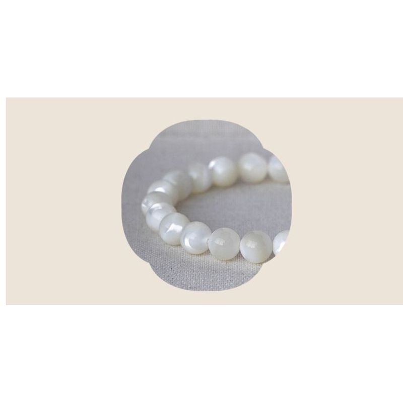 Braccialetto "White Dew" super idratante in conchiglia bianca naturale, elastico, lucidato a mano, anti-sbiadimento, piccolo e fresco, per ragazze_voghion.com