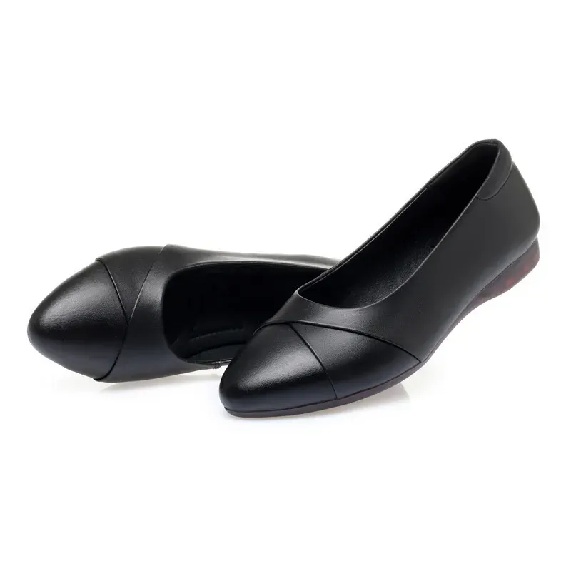 Genuine Leather Women's Loafers Comfortable Slip-on Ballet Flats_voghion.com