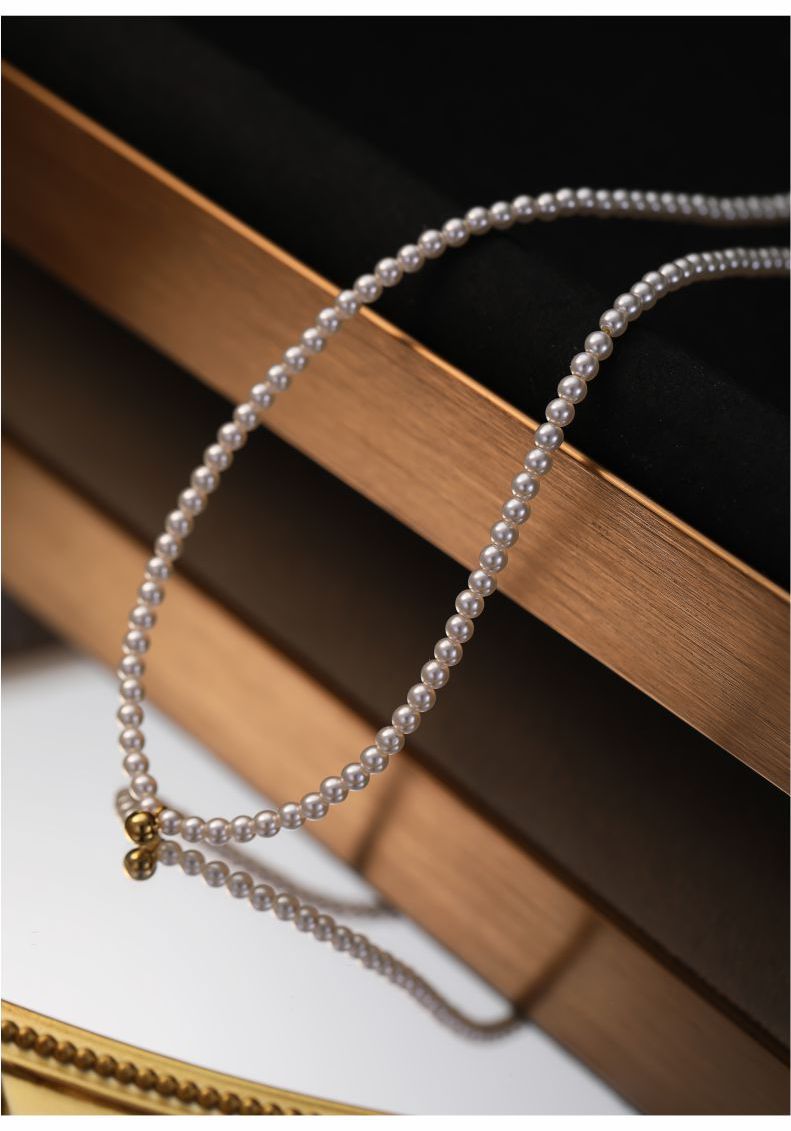 Collana girocollo in oro 14 carati americano con perle d'acqua dolce e piccoli fagioli di Zhong Chuxi, versione coordinata._voghion.com