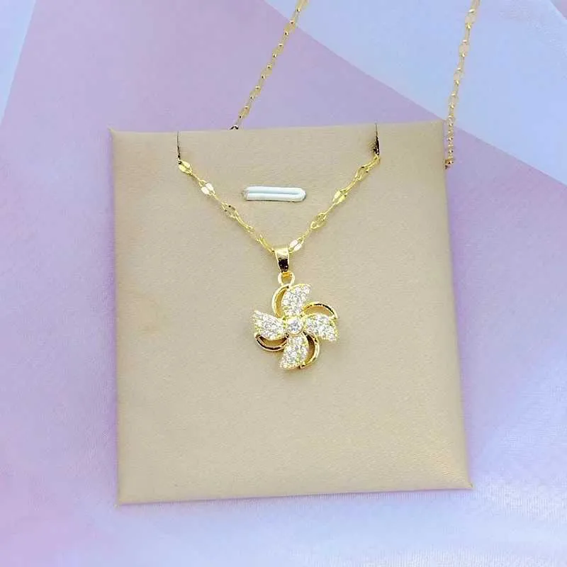 Rotatable Windmill Pendant Necklace For Women Elegant Fashion Style_voghion.com
