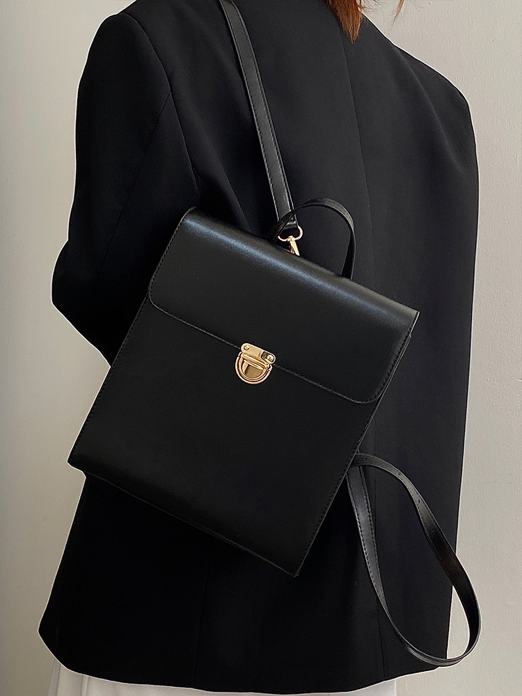Borsa a doppia spalla, zaino JK, nicchia, nero, college femminile semplice stile giapponese, nero versatile_voghion.com