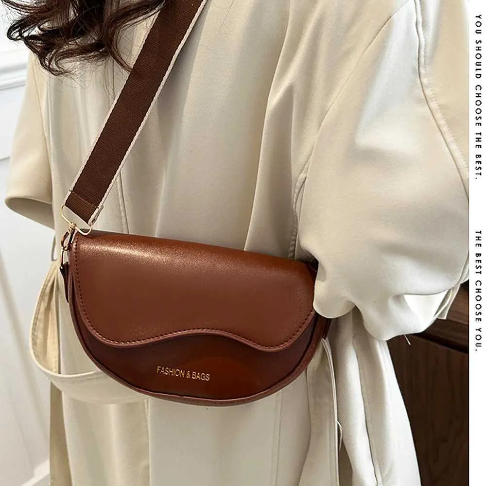 Borsa a tracolla da donna, vintage, tinta unita, piccola, alla moda, in pelle PU, con tracolla larga, da portare sotto le ascelle 01C241217_voghion.com