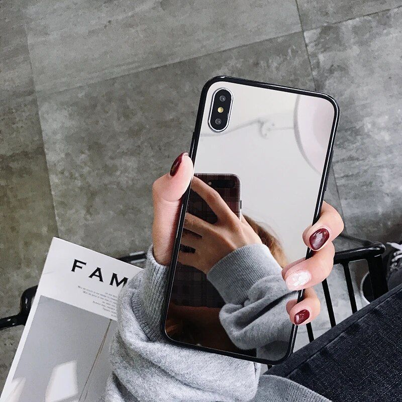 12 Pro 11 Max 13 Telefoon 15 Edge Zwart 14 XS MAX XR Zacht TPU Beschermend Voor iPhone 7 8PLUS Spiegelhoesje tective i_voghion.com