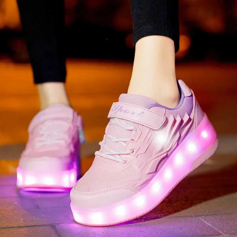 Düz Paten Erkek Kız Yanıp Sönen Işıklar İki Tekerlekli Paten Ayakkabı Led Işıklı Işıklı Spor Ayakkabılar Açık Hava Günlük Ayakkabılar_voghion.com