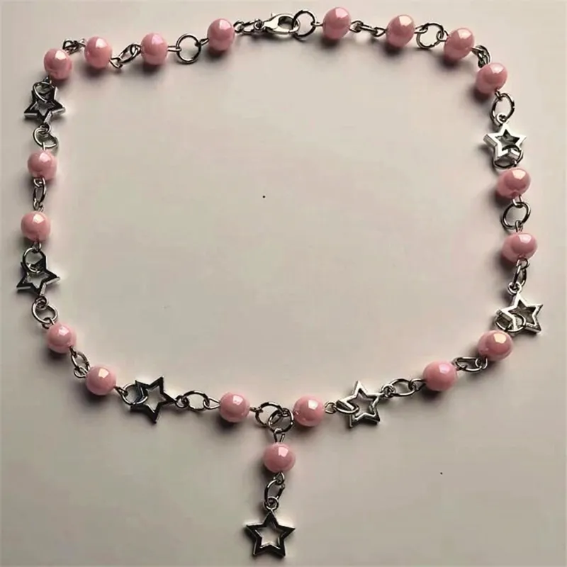Řetízky Vintage inspirovaný krk Goth Růženec Choker Náhrdelník Šperky Přívěsek s dutými kříži/hvězdným přívěskem_voghion.com