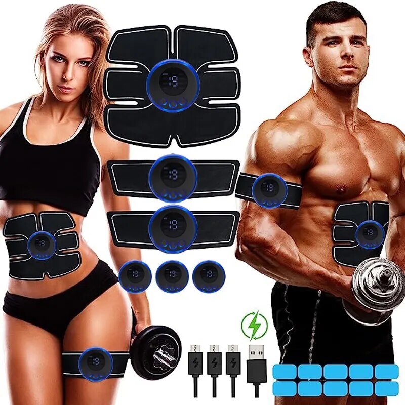 Adhesivo para abdominales Ems de Beauty Care Shop, estimulador muscular eléctrico, USB ASTE, masajeador corporal para bajar de peso, inalámbrico, LCD_voghion.com