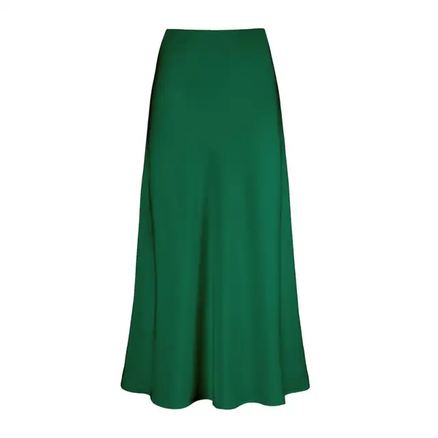 hot selling Spring Summer Maxi High Waist Silky Texture Women Solid Color Smooth Satin Fishtail Long Skirt_voghion.com