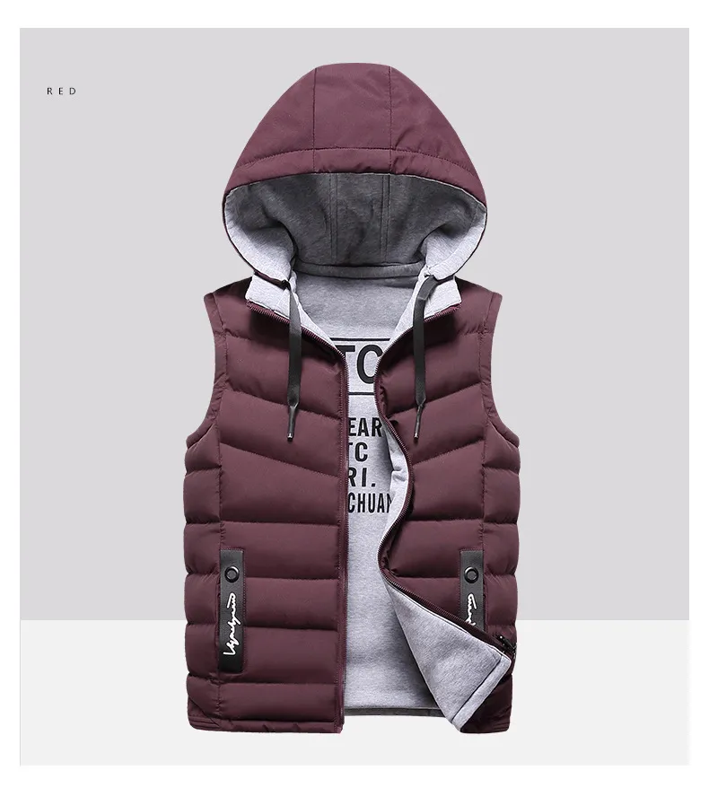 Herrenwesten Marke Weste Winter Ärmellose Jacken Daunen Männer Mit Kapuze Warm 2023 Casual Outwear Hut Abnehmbare Außenseite_voghion.com