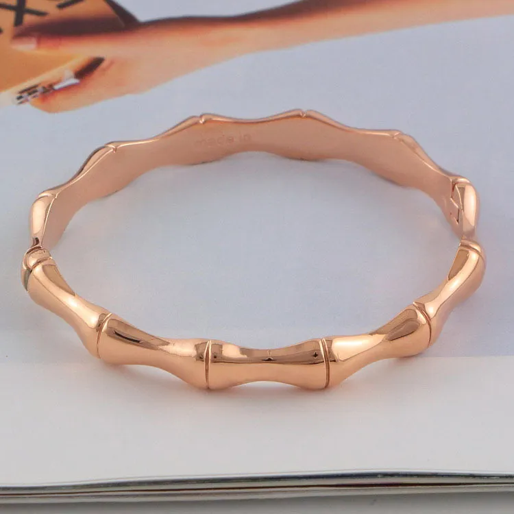 Bamboo Segmented Bangle Bracelet For Women Classic Titanium Steel_voghion.com