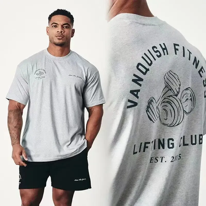 Magliette estive da uomo, per palestra, corsa, allenamento, in cotone, scollo rotondo, oversize, abbigliamento da uomo alla moda, abbigliamento fitness, top 240806_voghion.com