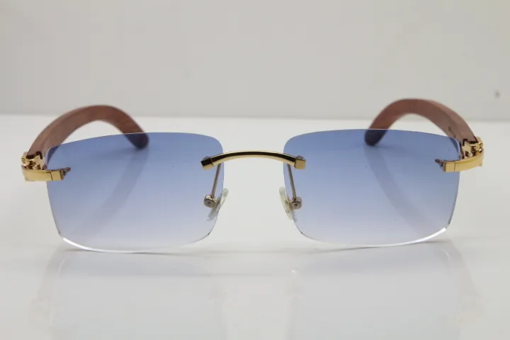 Rimless Wood Frame Men Sunglasses For Driving And Outdoors_voghion.com