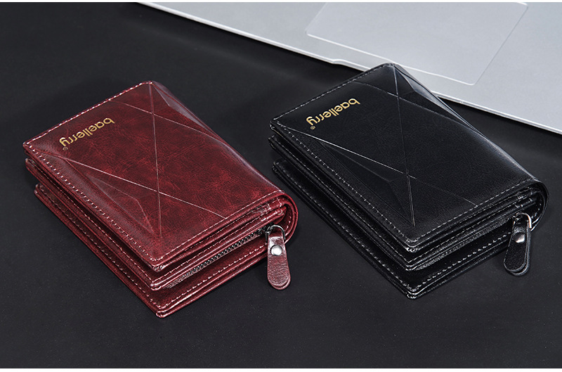 New men's short wallet baellerry multi-card slot zipper wallet retro vertical style wallet men_voghion.com